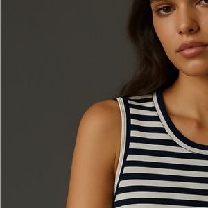 J.Crew Striped Tank Top Navy White Cotton Classic Nautical No Sleeve Shirt S NWT
